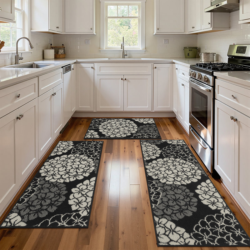 Tapis de couloir Hydrangea, Noir