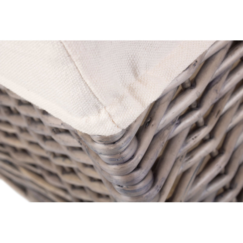 Wicker Lined Jumbo Storage Basket, Antique Wash/White