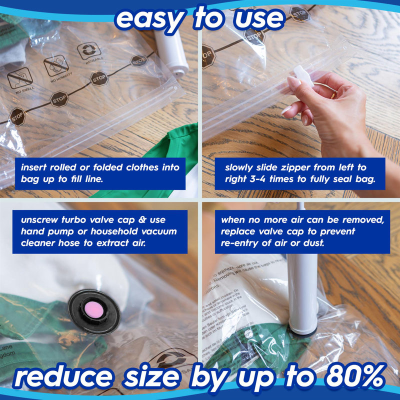Harbour Housewares Vacuum Storage Bags - Extra-Large (90 x 120cm) - Set of 5