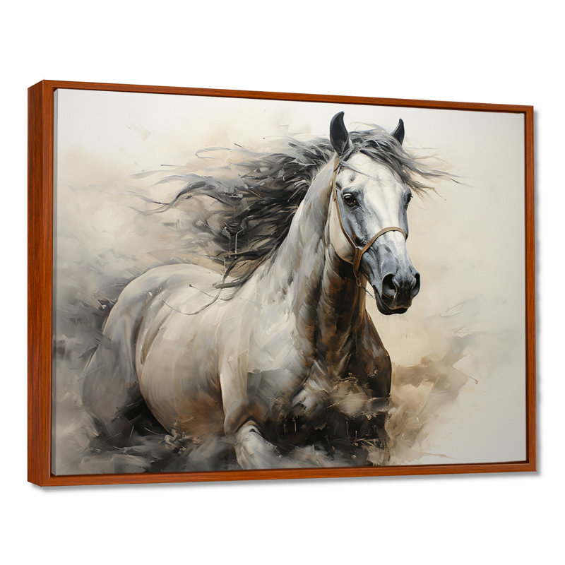 Hooves in Harmony Horse I - cheval, art mural, H 16 po x l 32 po x P 1 po, Cadre flottant brun
