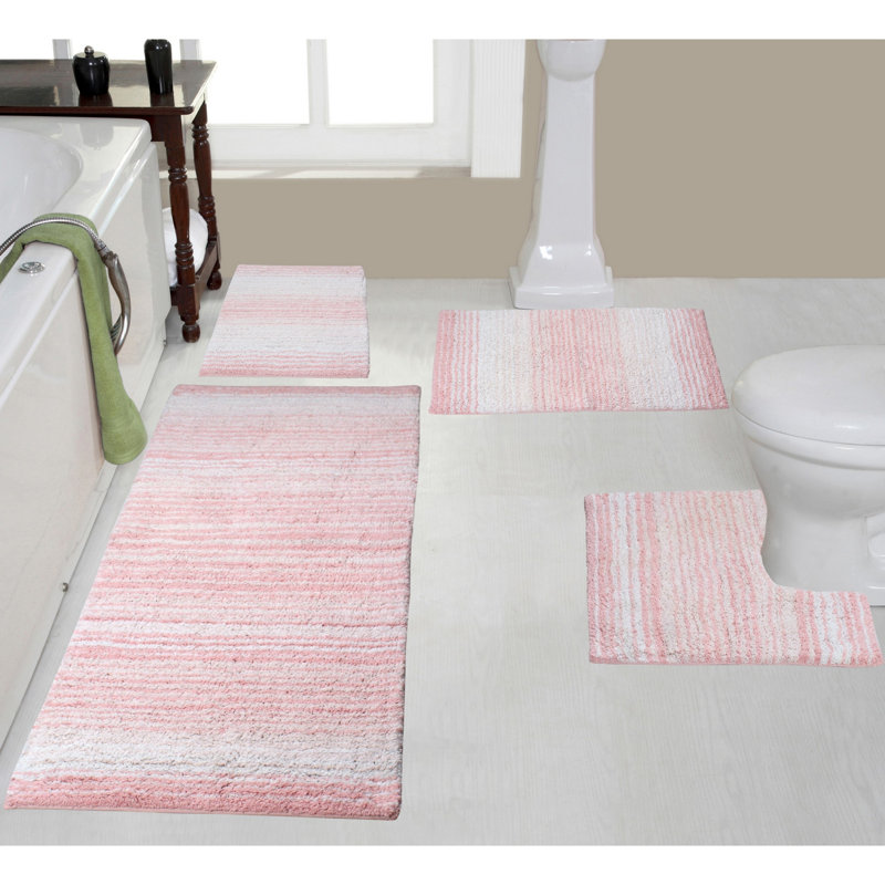 Alamanno 4 Piece Bath Rug Set, Pink