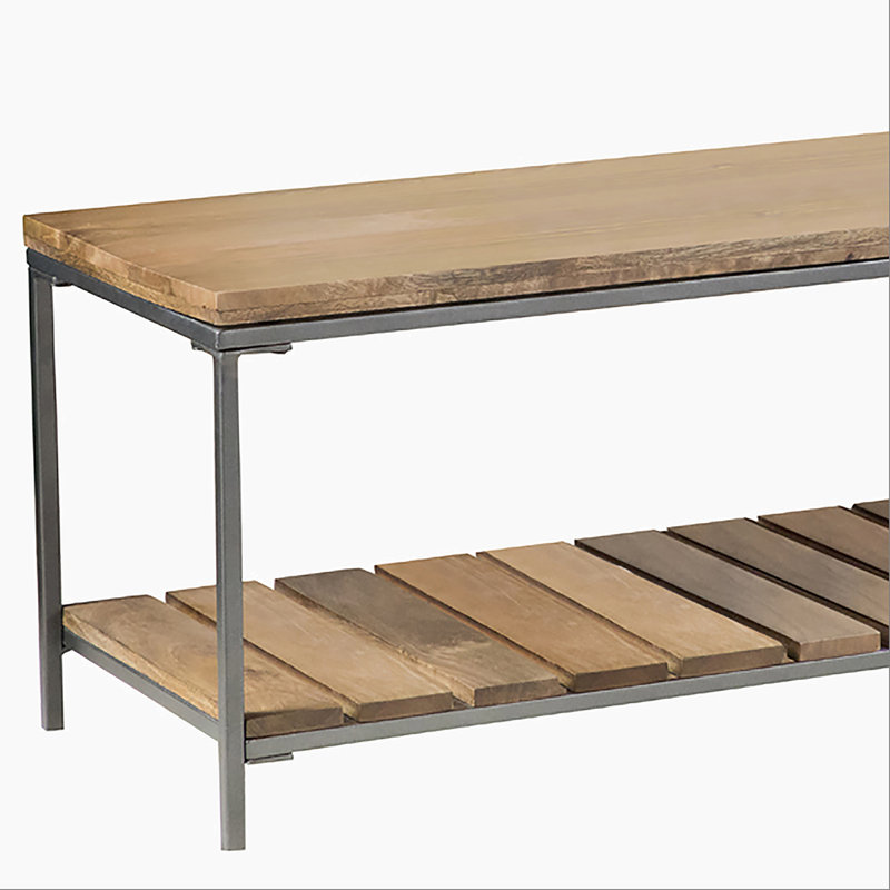 Accent Bench with Slat Shelf