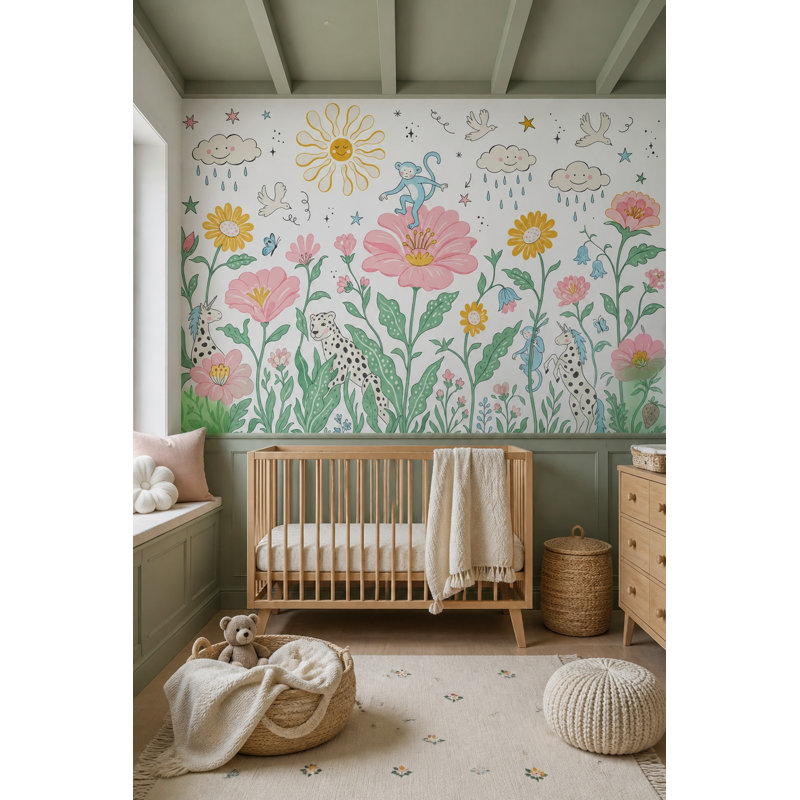 Papier peint mural pour chambre d'enfant, 140 po x 108 po, Peler et coller