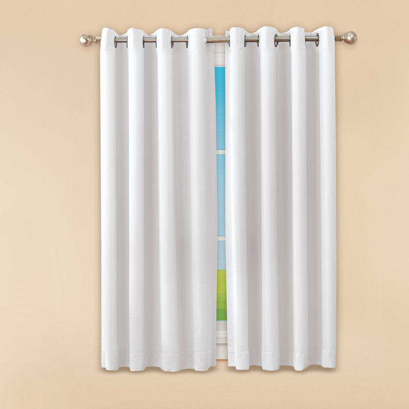 Paire de rideaux obscurcissant en polyester Karatasi, Blanc, Largeur (54 po) x longueur (63 po)