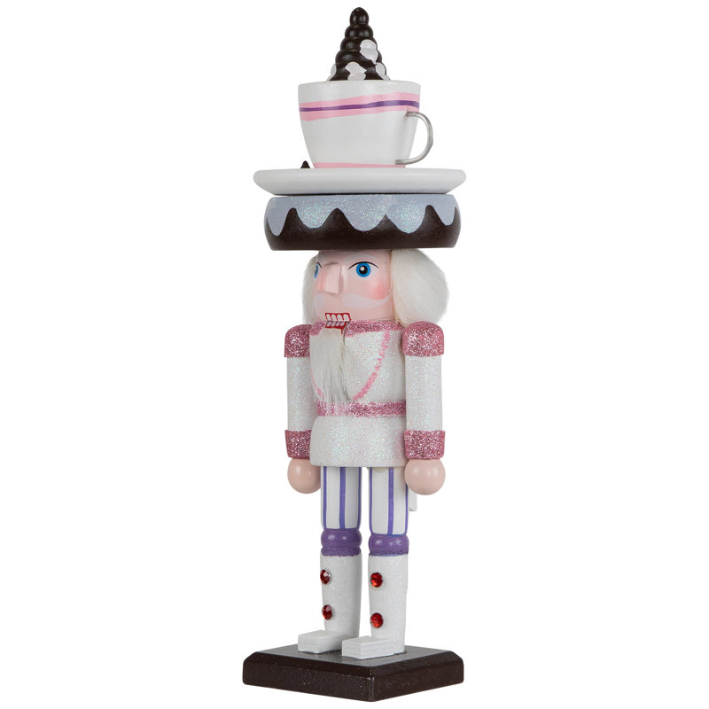 Figurine de Noël casse-noisette Hot Cocoa - 10 po - blanc et rose
