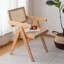 Chaise de salle à manger Mid-Century - Accent en rotin - Bois