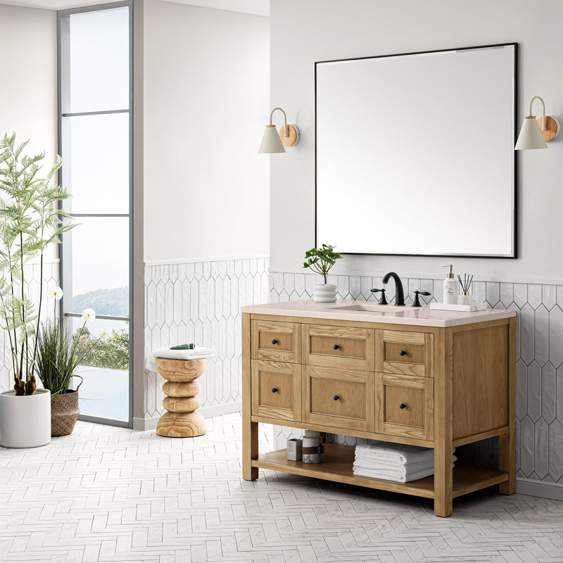 Breckenridge 48'' W Single Vanity, White Zeus, 8" Widespread, Light Natural Oak