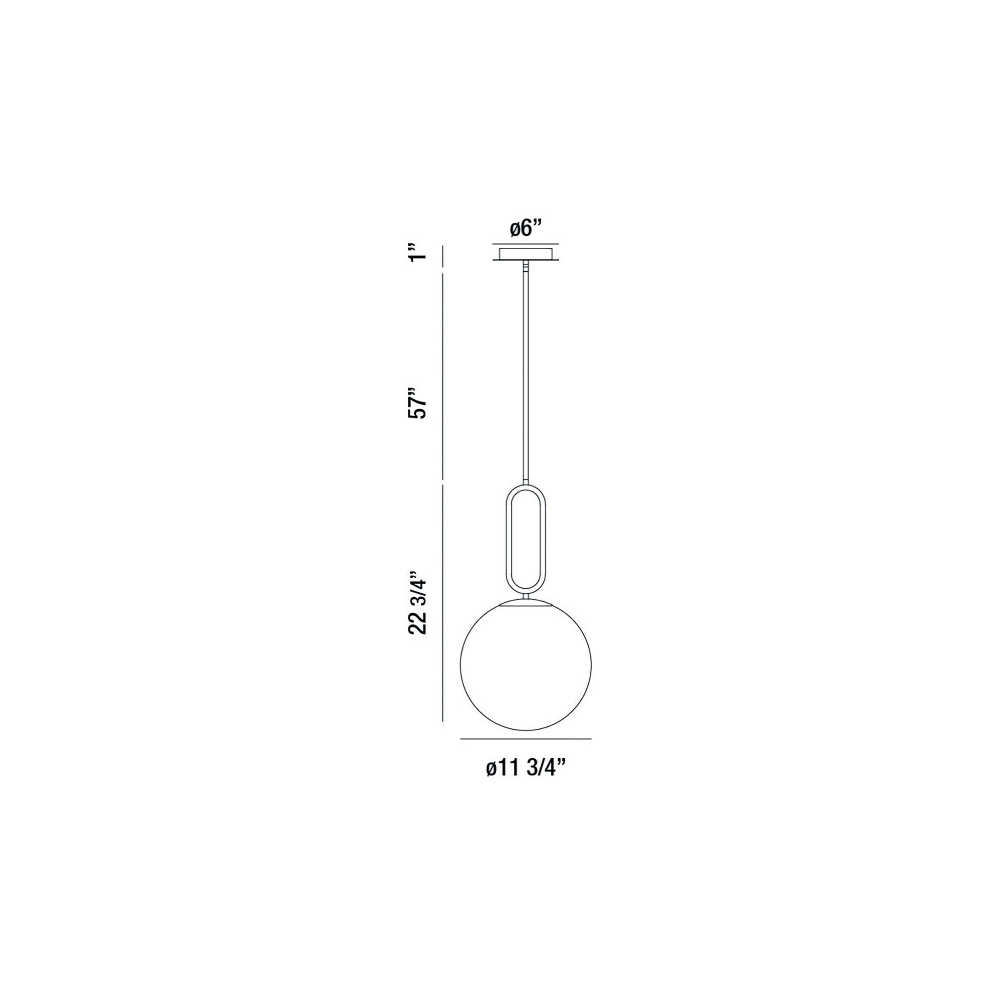 Single Light Glass Dimmable Pendant, 22.75" H x 11.75" W x 11.75" D, Acid Opal/Matte Black