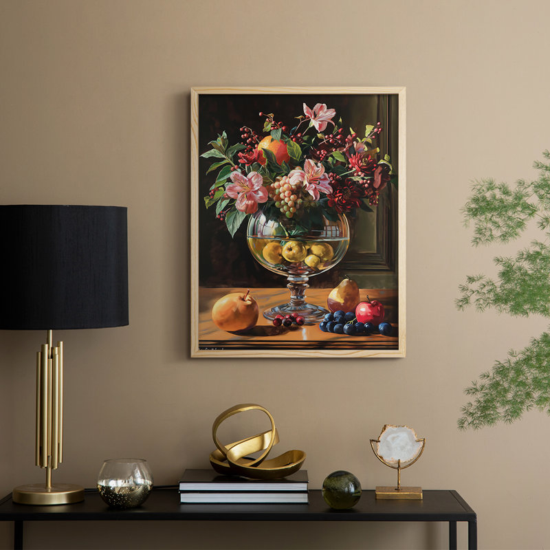 Reproduction encadrée FLORAL Series DCCXL - bois massif, Natural, H 11 po x l 9 po