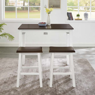 Ensemble de table à hauteur de comptoir 3 pièces de style industriel avec deux chaises