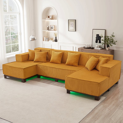 Canapé modulaire moderne en U avec canapé à lumière modulaire 130 po et 6 coussins pour le salon
