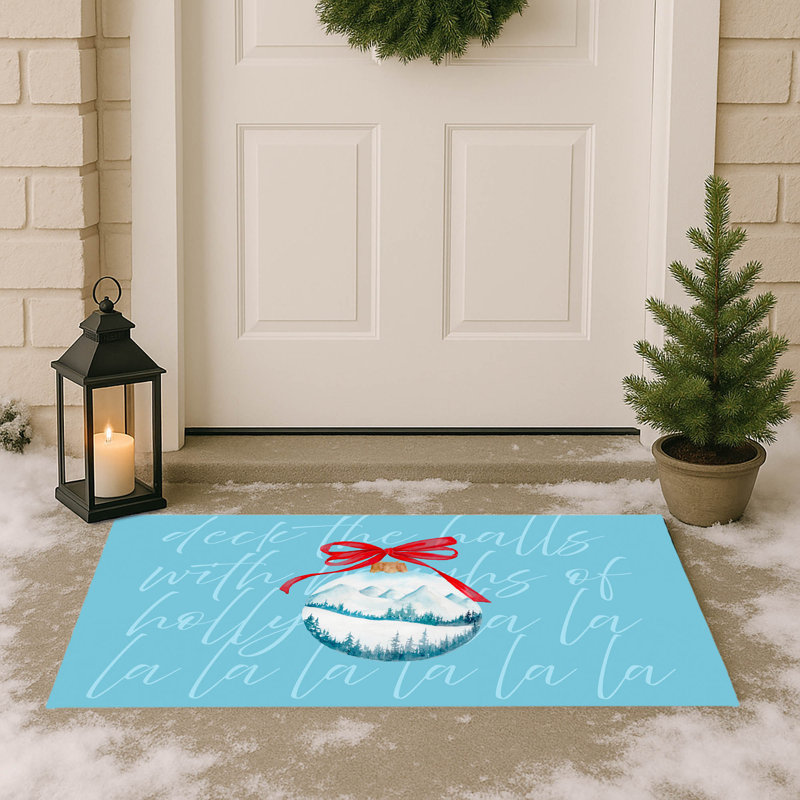 Tapis d'extérieur Deck the halls, Bleu, L 21 po x L 34 po