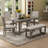 6-Piece Retro Dining Set, 1 Rectangular Table with 4 Upholstered Chairs and 1 Bench-38313018