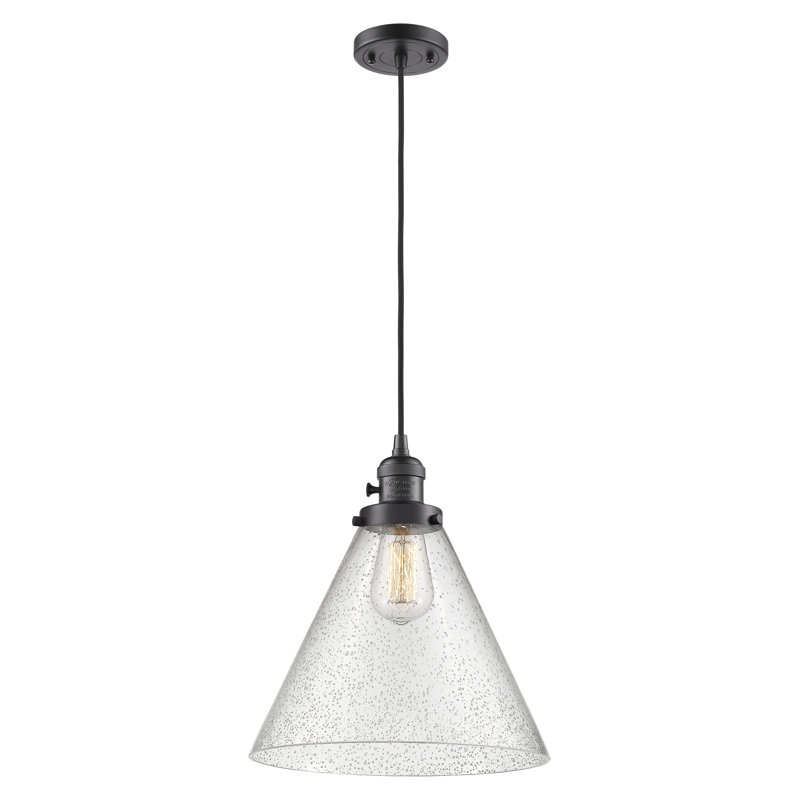 Anisley 1 - Light Single Pendant, 14.13" H x 12" W x 12" D, Seedy, Oil Rubbed Bronze