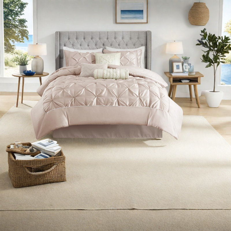 Elegant Blush Bedding Sets, Hypoallergenic Polyester, Sophisticated Bedroom Comfort