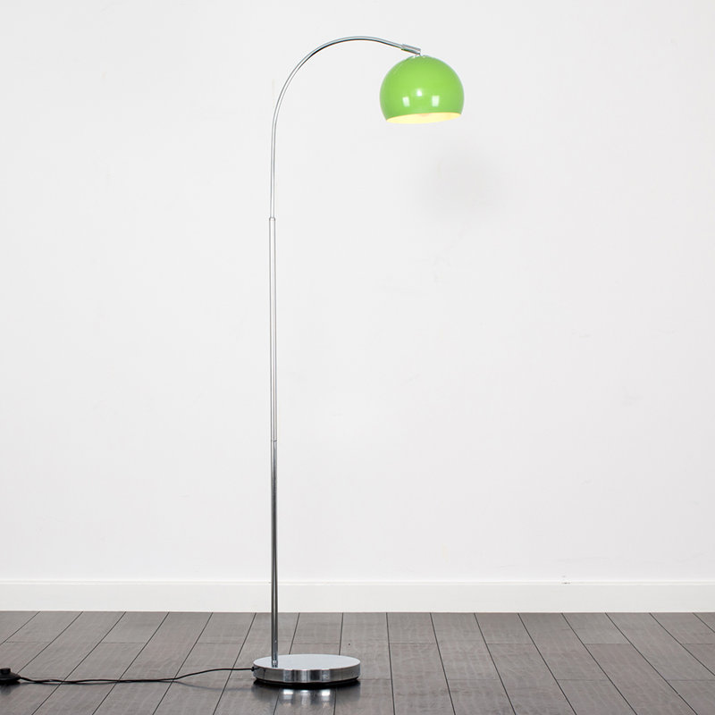 Derosier 152cm Arched Floor Lamp, Chrome, Green