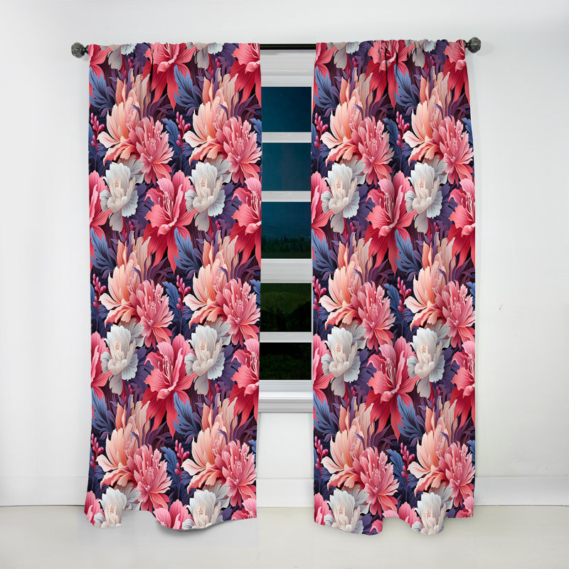 Corail Mirage Vii motif tropical I - Rideau tropical - Velours obscurcissant - 1 panneau, L 52 po x L 95 po