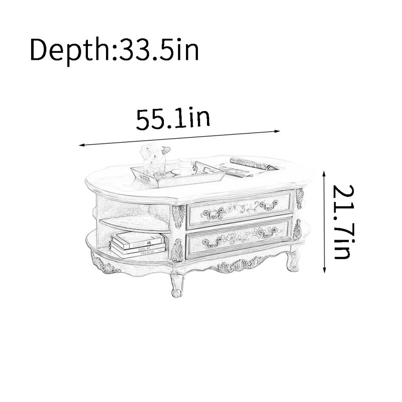 Table basse American American, H 21,7 po x L 55,1 po x l 33,5 po