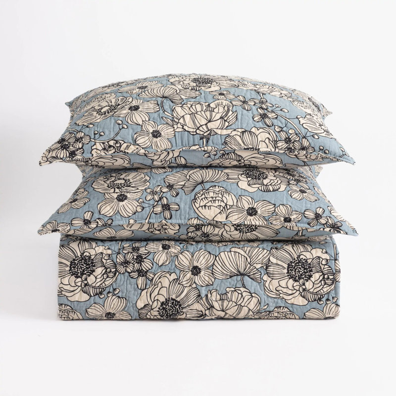 Couvre-oreiller Tinsley, calcaire, euro néerlandais, Blue Damask