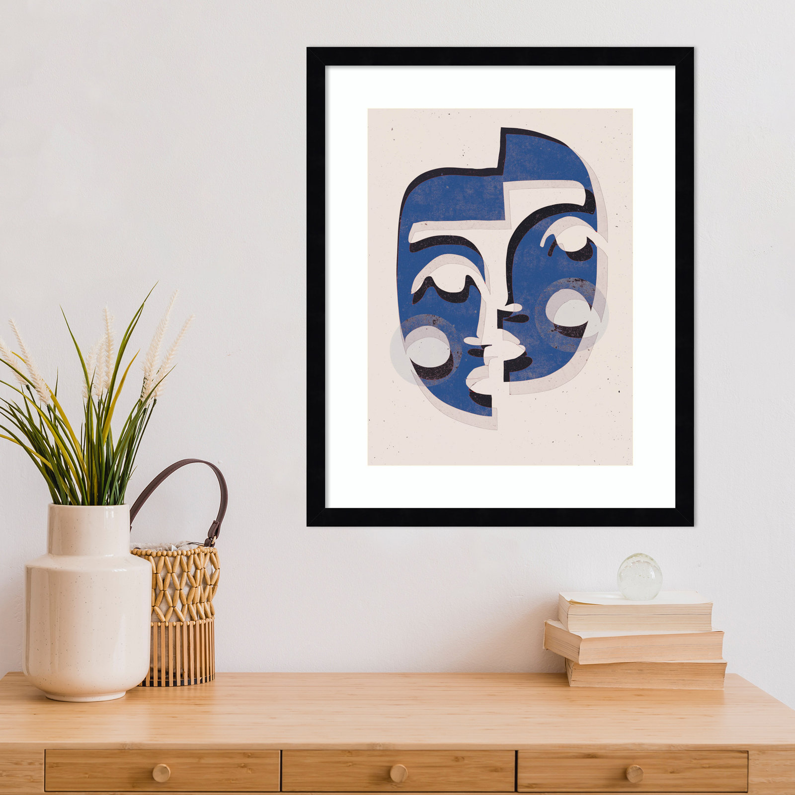 Galya "The Blue Mask" Print by Treechild, 13" H x 10" W, Black