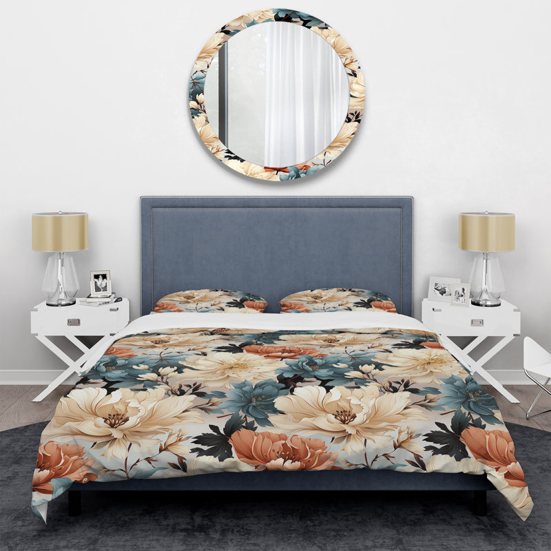 Ensemble de housse de couette Coastal Tranquil Florals Collage UnveILE I, Housse de couette pour très grand lit et 2 très
