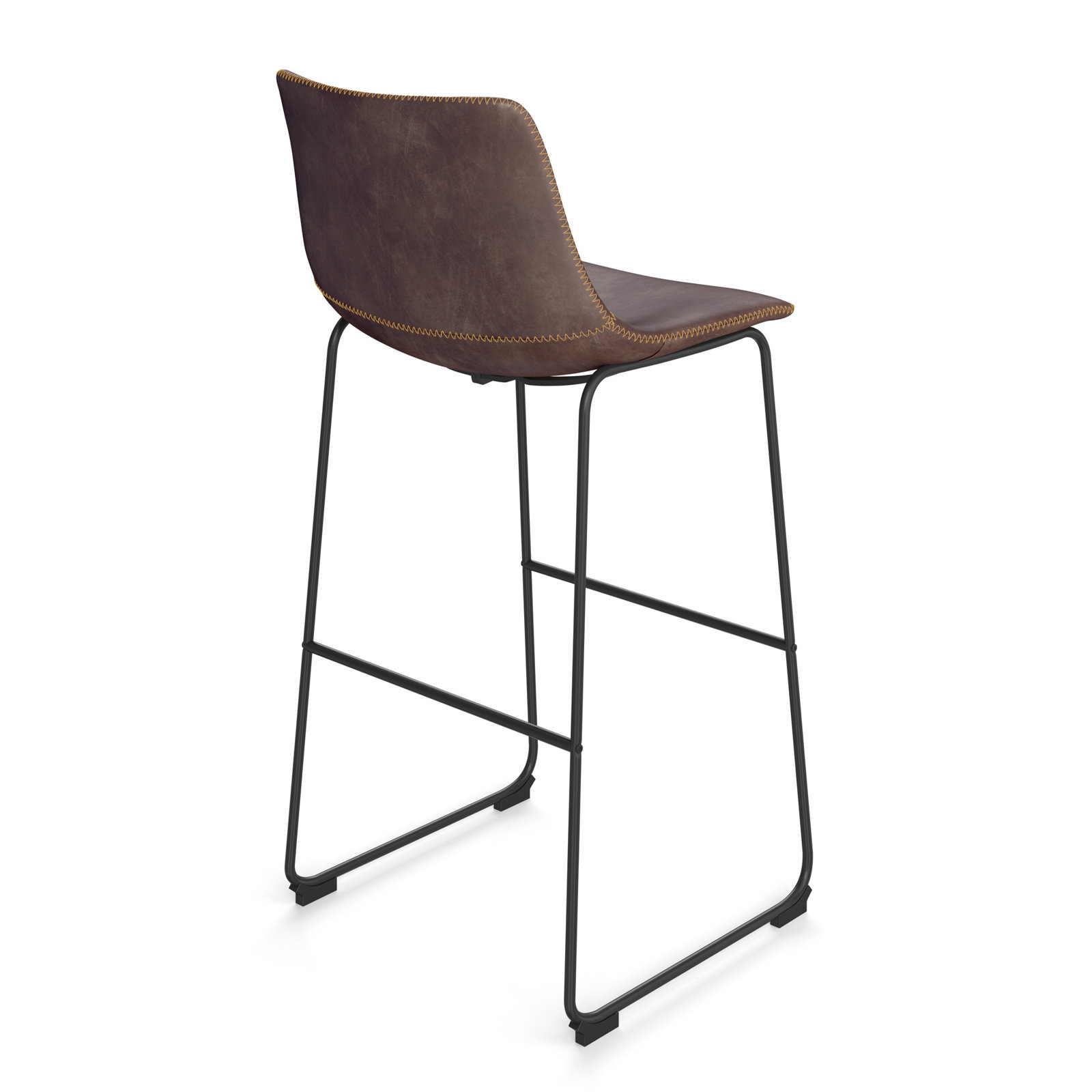 Nia Vegan Leather Bar & Counter Stool, Brown Distressed, Bar Stool (29" Seat Height), Black