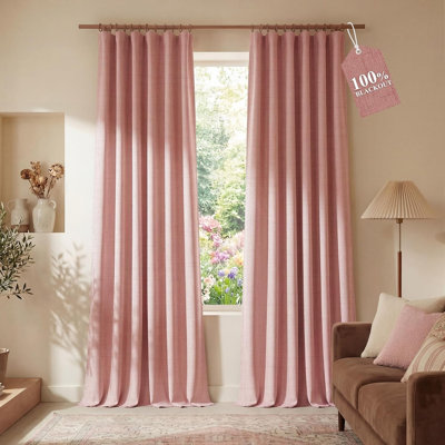 Rideau 100% lin occultant en lin blanc pour chambre de fille