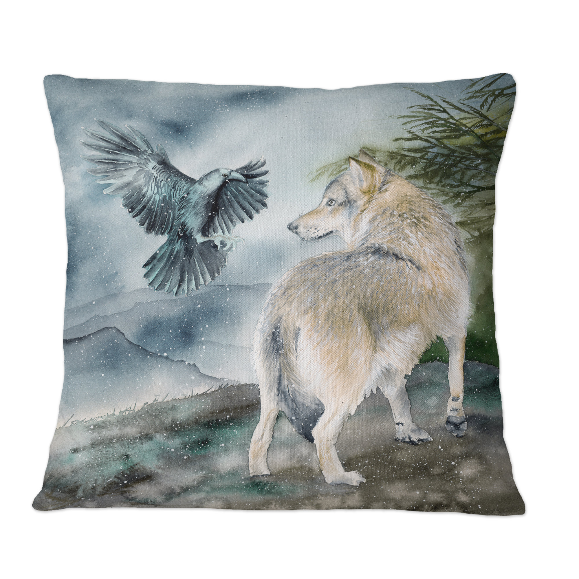 Wolf throw sale pillows