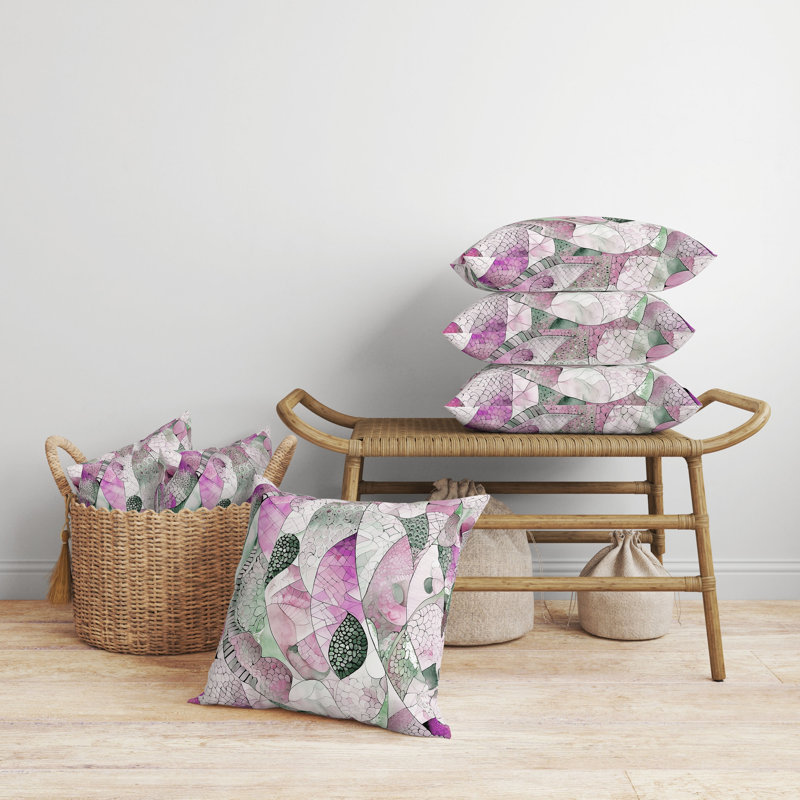 Coussin Rock Heaven, H 20 po x l 20 po, Vert / mauve abstrait