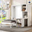 Lit escamotable mural simple avec bibliothèque, armoire supérieure, bureau extensible et rangement latéral-1464494465