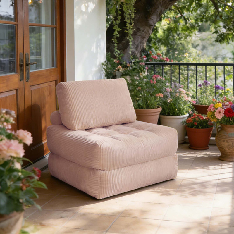 Fauteuil à billes Cozy, 30"H x 31"W x 31"D, Pink Corduroy