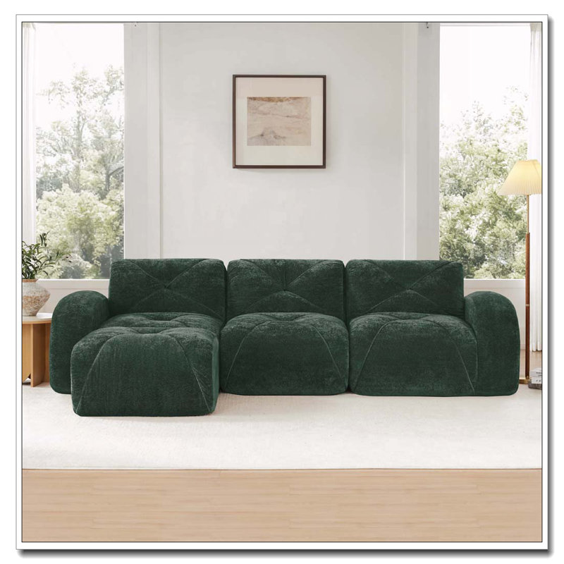 Repose-pieds en velours doux en L, Vert