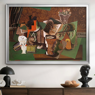 Still Life with "Vive la France"-Pablo Picasso-Framed Gallery Wrapped Canvas-1914–1915
