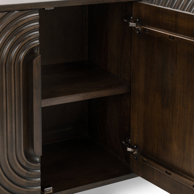 Colson 4-door Mango Wood Buffet Sideboard In Dark Brown