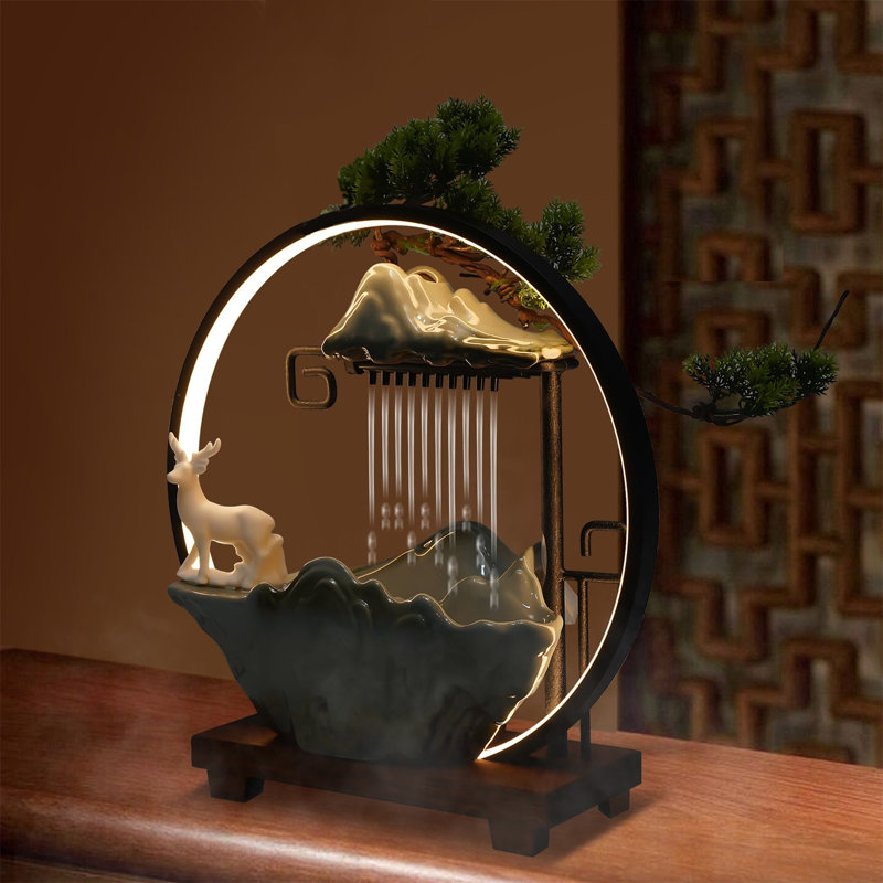 Fontaine en bois avec lumière Chadd