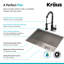 Évier de cuisine avec robinet encastrable L 24 po x l 19 po Pax ™-32408640