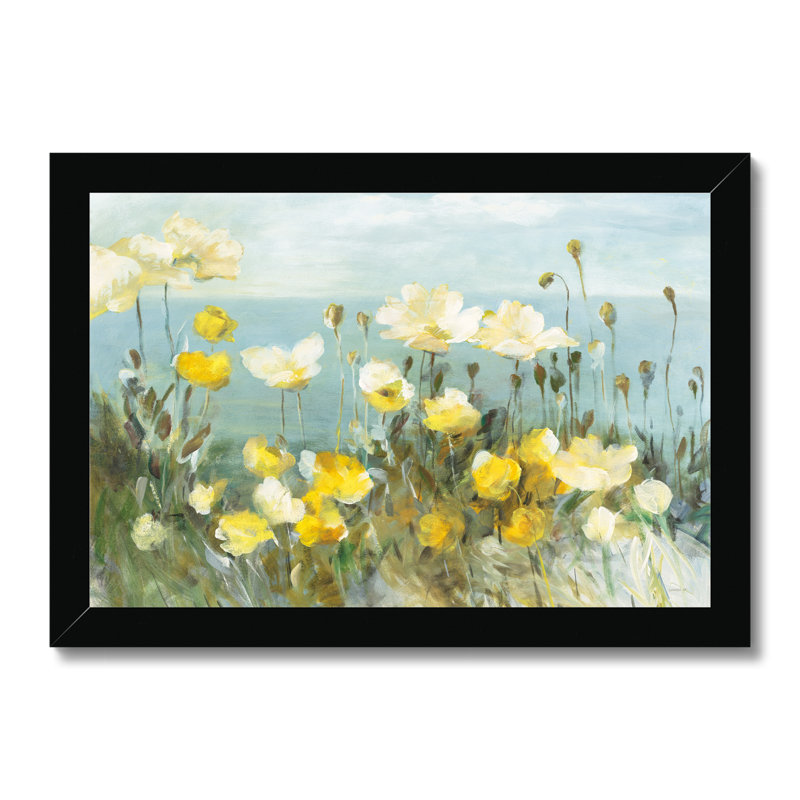 Field Of Poppies Bright Crop by Danhui Nai - Painting, Black Framed Paper Print, 24cm H x 34cm W