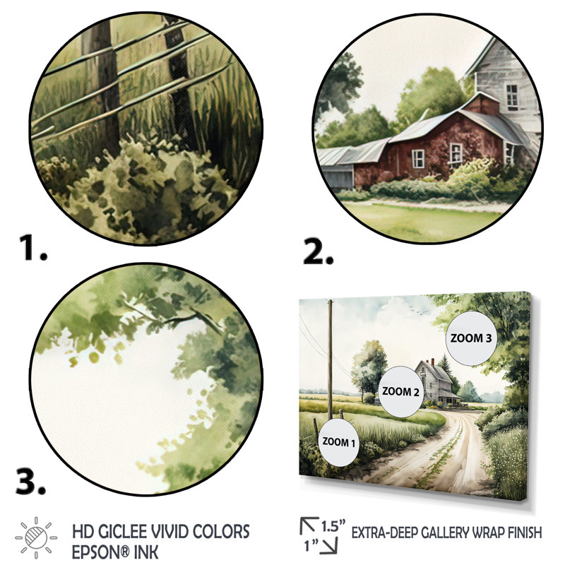 Belle grange au printemps V - art mural sur toile de campagne / campagne, H 12 po x l 20 po, Toile tendue