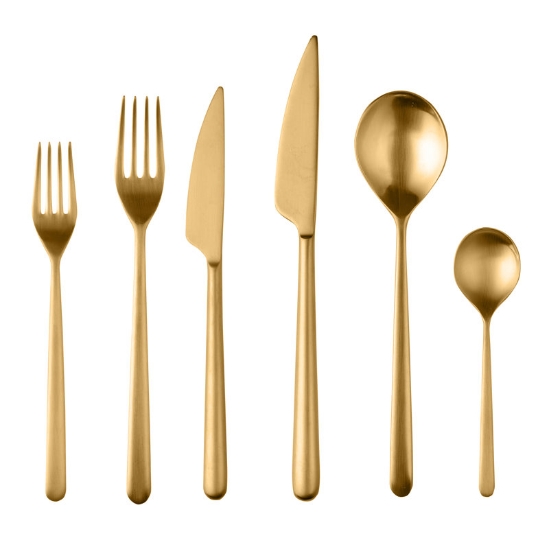 Linea Flatware Set - 36 Pieces - Black Gold, Ice Gold