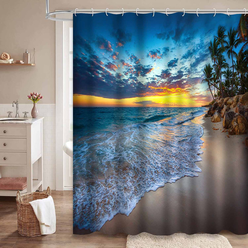 Rideau de douche avec 12 crochets Sunrise Beach, L 72 po x l 84 po