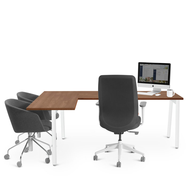 Bureau en coin Series A, LPL, Charbon / Blanc, Left Hand Facing, H 29 po x l 36 po x P 79 po