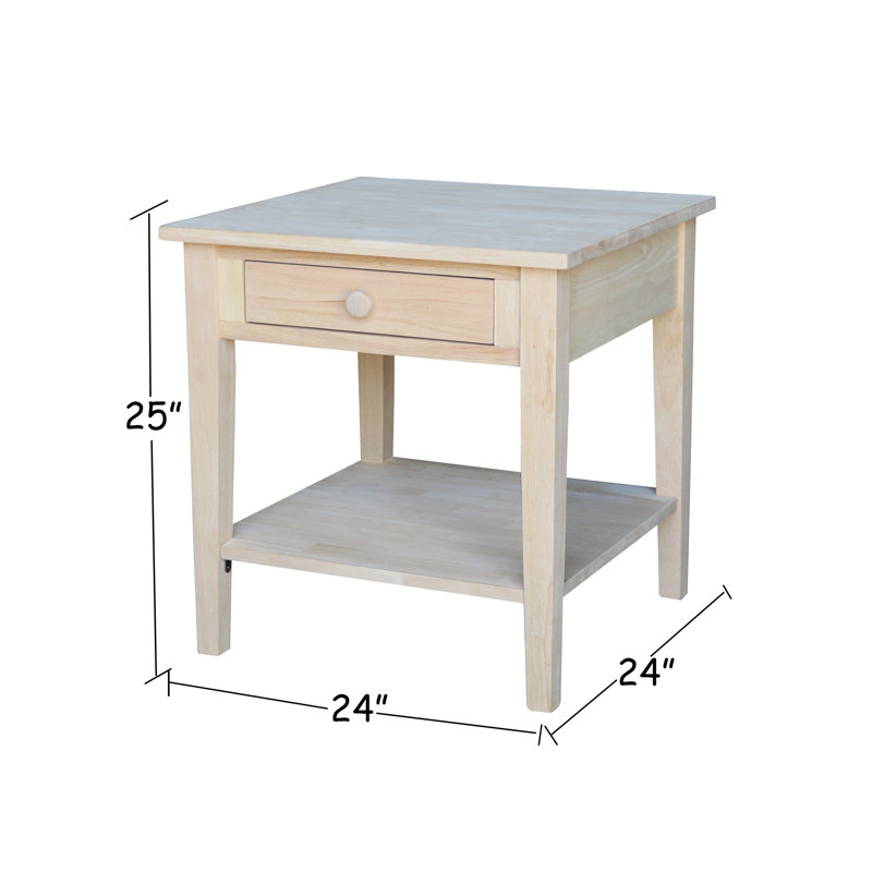Table de bout en bois massif avec rangement Tiller, Brut / prêt à finir
