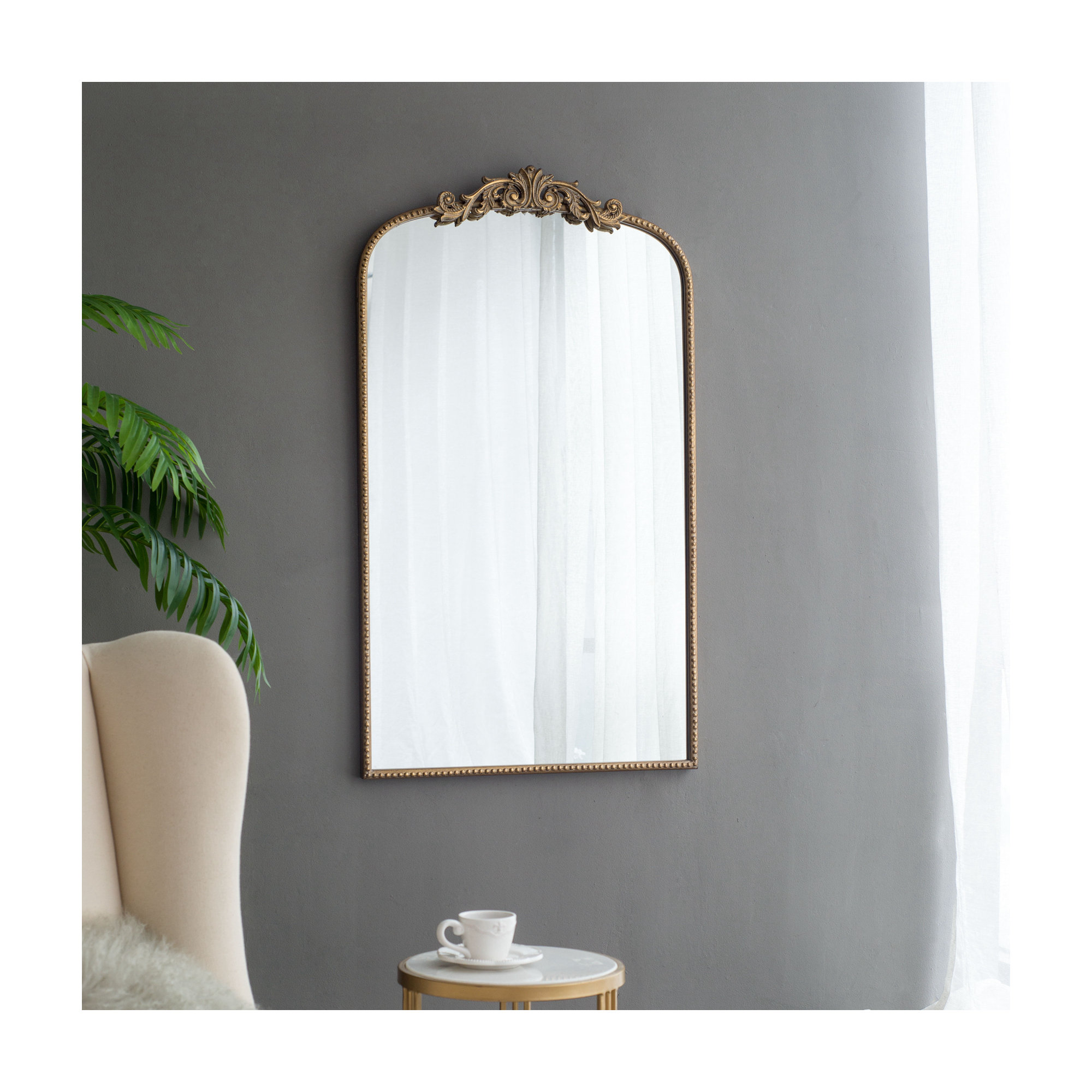Emmeline Metal Arch Mirror, 36" x 24", Gold