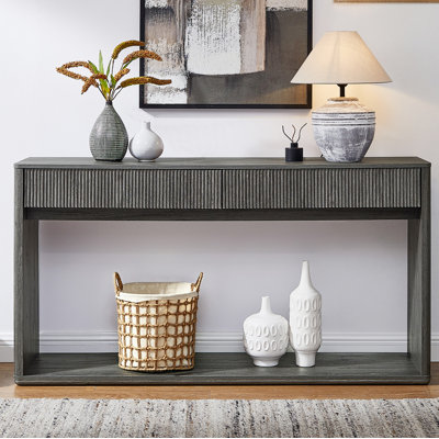 63" Farmhouse Console Table, Entryway Table with Drawers, Sofa Table for Living Room, Hallway, Foyer
