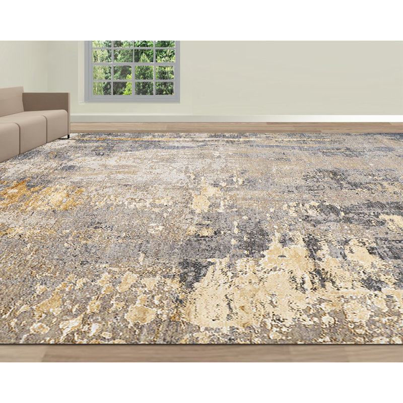Hand Knotted Abstract Area Rug, Rectangle 8' x 10'