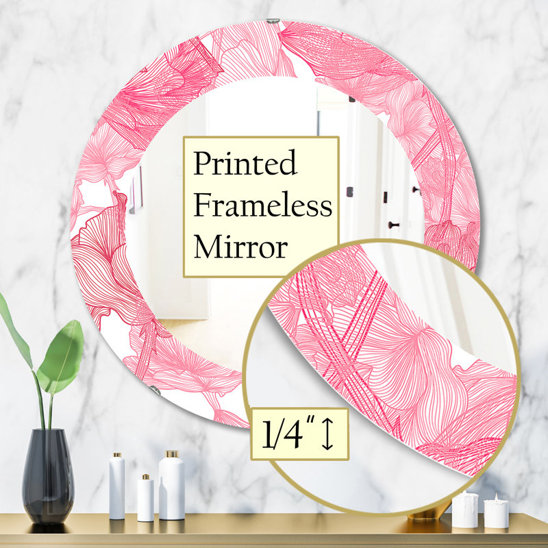 Pink Spheres 9 - Miroir traditionnel, H 31,5 po x l po