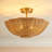 3 - Light  Rattan Bowl Semi Flush Mount Ceiling Light