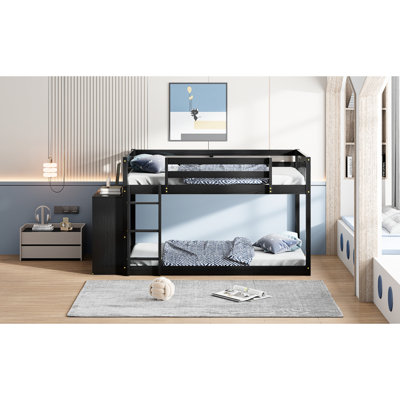 Lit superposé double avec tiroir et tablette, fabriqué en bois massif pour une expérience de chambre à coucher confortable dans l'espace, intérieur fonctionnel