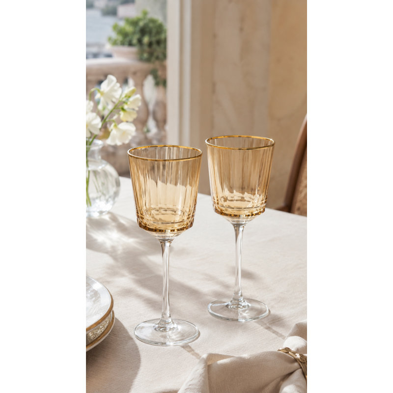 Verre à eau Barski, ambre avec bordure dorée, 12 oz, ensemble de 6