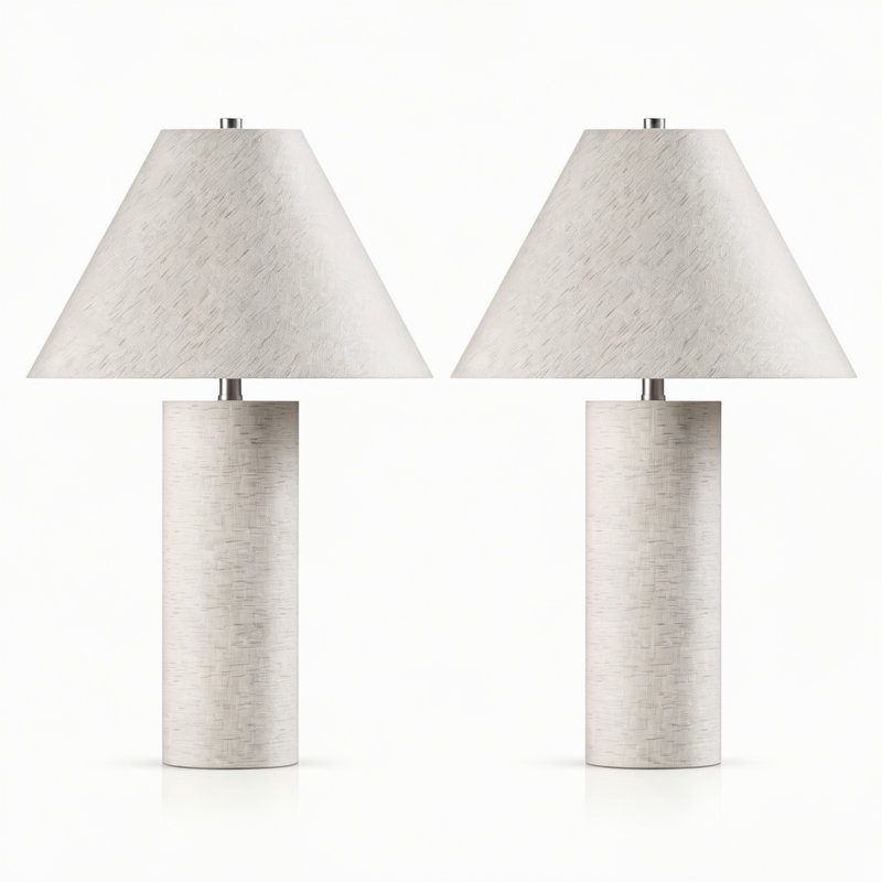 Ensemble de 2 lampes de table en résine blanche H 22,75 "avec ports USB A & C pour table de chevet, 2